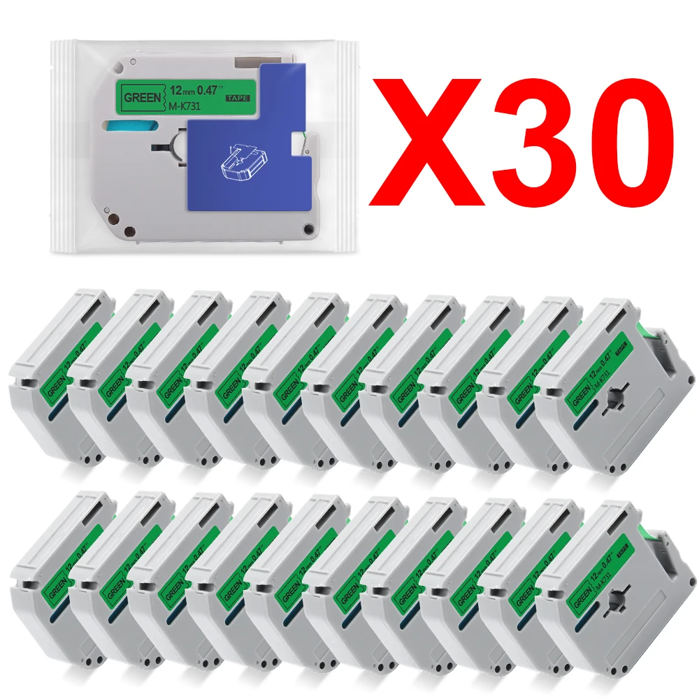 

30Pcs Compatible 12mm MK-231 MK131 MK-431 MK-531 MK-631 MK-731 MK-831 for Brother MK231 M-K231 Label Tape PT-70 PT-80 90 Printer