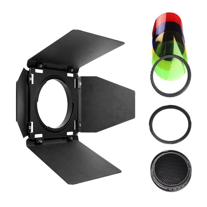 

Godox BD-08 BD-10 Barn Door Honeycomb Grid with 4 Color Filters kit For Godox AD400pro AD300pro Outdoor Flash