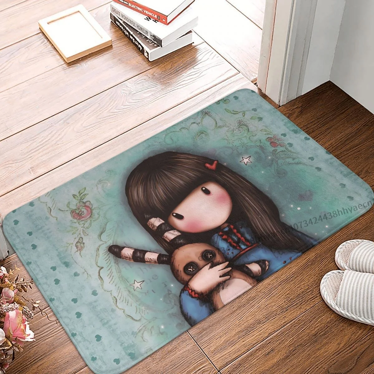 

Милый нескользящий Придверный коврик для девушек с рисунком манги в виде кролика для обнимания, коврик для ванной в спальню, декоративный ковер