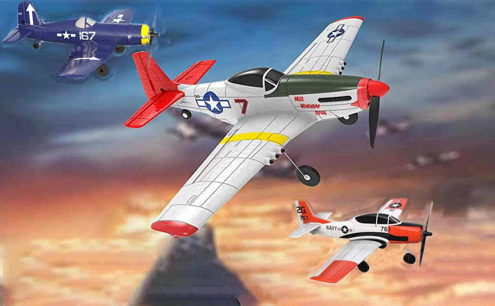 

New EPP 400mm P51D Mustang/F4U Corsair/T28 Trojan 4-Ch 2.4G 6-Axis Gyro Beginner Airplane with Xpilot Stabilizer RTF RC Plane