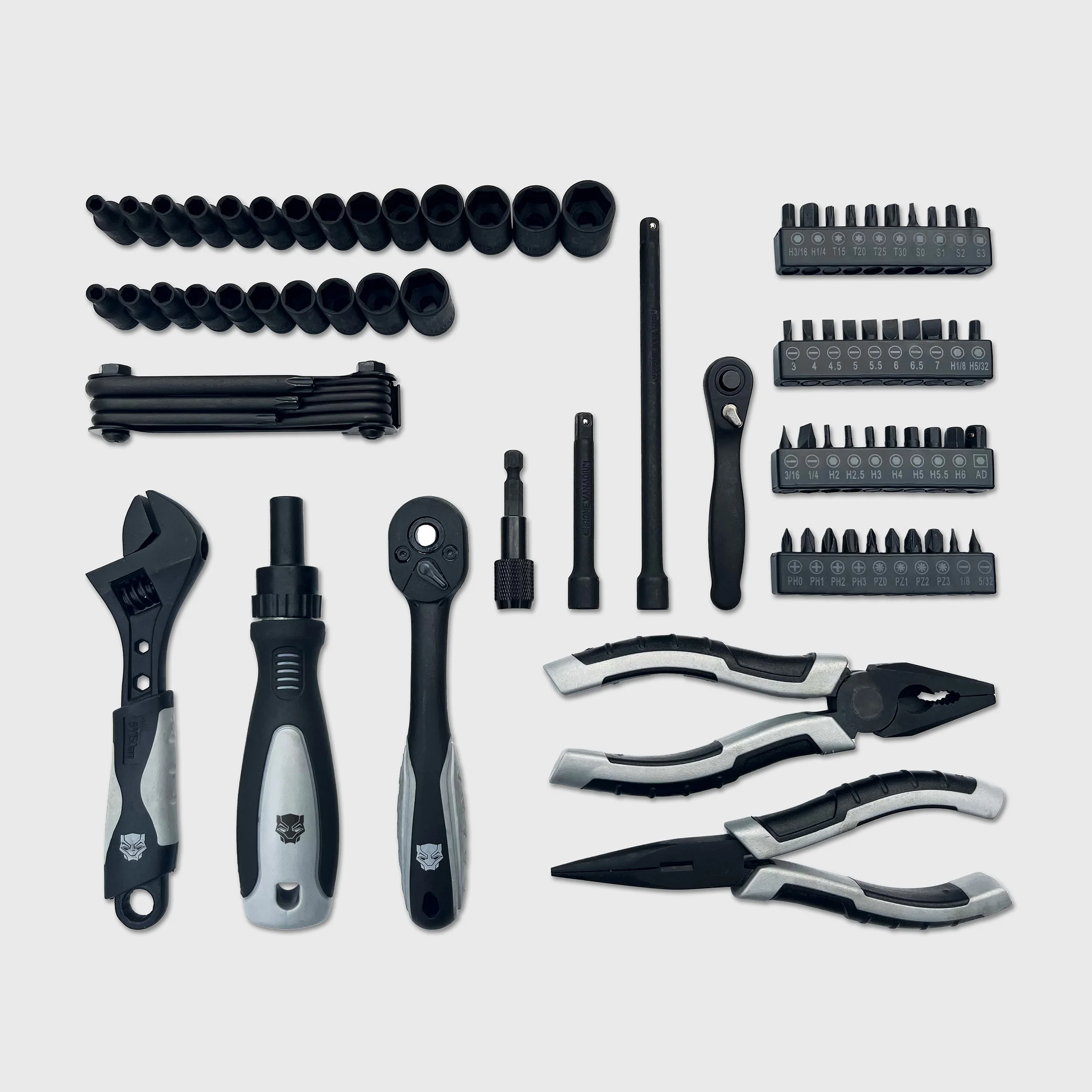 82pc Tool Set, Includes Ratchets, Sockets, Pliers, and Tool Case, Silver Edition Car Accessories
82pc Tool Set, Includes Ratchets, Sockets, Pliers, and Tool Case, Silver Edition Car Accessories