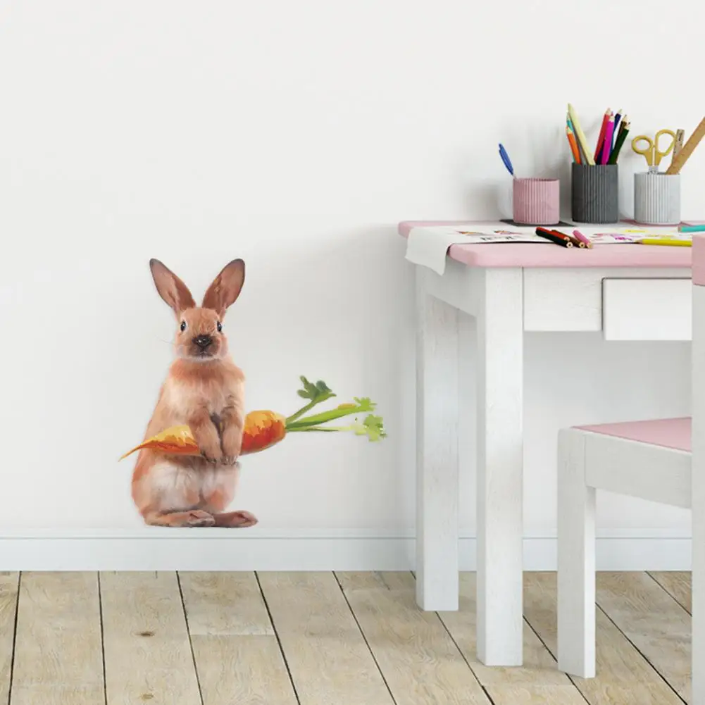 

Cute Rabbit Carrot Wall Stickers Children Room Porch Wallpaper Detachable Waterproof Window Beautification Decoration Decals