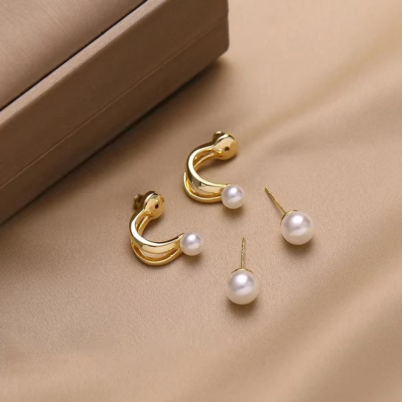 Women Vintage Double Pearl Earring Elegant Lady Metal Pearls Ear Stud Earrings for Women Bijoux Korean Girl Jewelry Gift
Women Vintage Double Pearl Earring Elegant Lady Metal Pearls Ear Stud Earrings for Women Bijoux Korean Girl Jewelry Gift