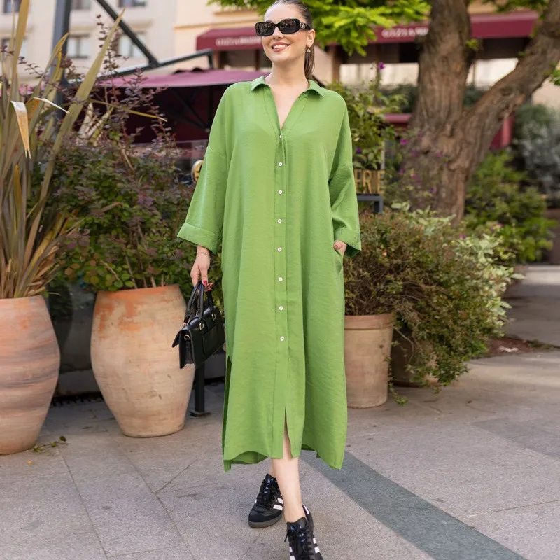 Женская однобортная рубашка Vestido, элегантный тонкий однотонный Кардиган со средней талией, дышащие свободные платья с разрезом и рукавами для работы
Женская однобортная рубашка Vestido, элегантный тонкий однотонный Кардиган со средней талией, дышащие свободные платья с разрезом и рукавами для работы