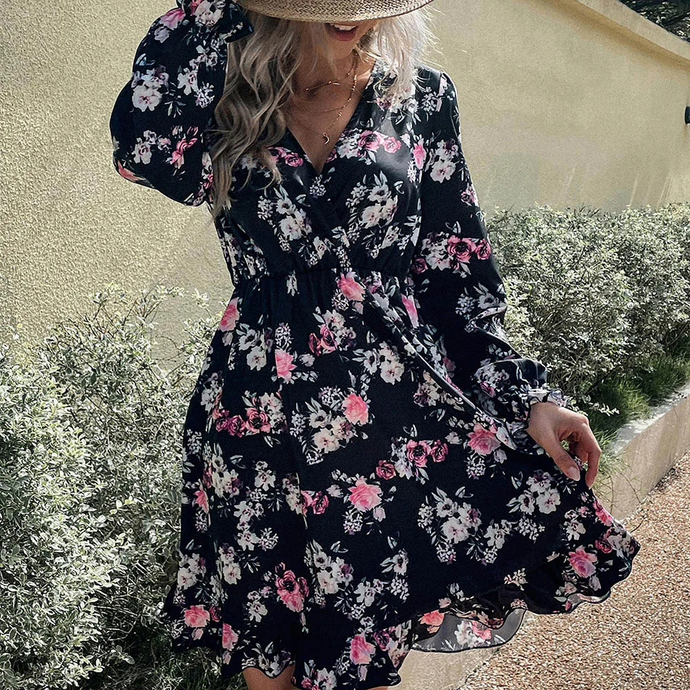 Women's Bohemian Shirt Dress Spring Summer Beach Casual Floral Dress V Neck Long Sleeve Ruffle Hem Mini Dress Party Streetwear
Women's Bohemian Shirt Dress Spring Summer Beach Casual Floral Dress V Neck Long Sleeve Ruffle Hem Mini Dress Party Streetwear