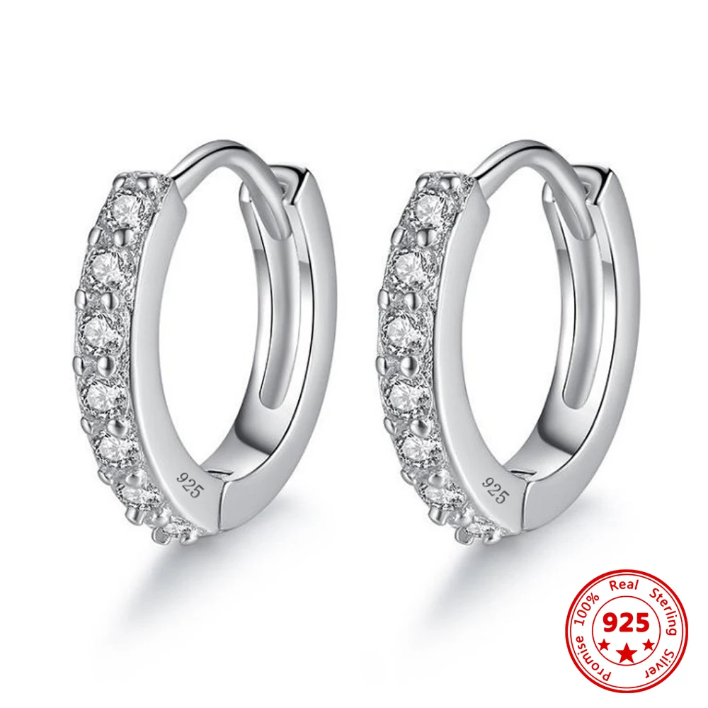 Authentic 100% 925 Sterling Silver Geometric Round Zircon Hoop Earrings For Women Party Two Colors Fine Jewelry Accessories Gift
Authentic 100% 925 Sterling Silver Geometric Round Zircon Hoop Earrings For Women Party Two Colors Fine Jewelry Accessories Gift