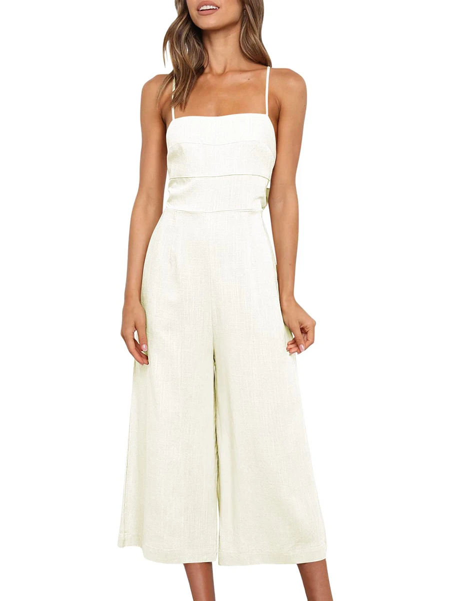 Caoirhny Women Fashion Solid Color Jumpsuit Casual Bandage Backless Suspender Wide Leg Playsuit
Caoirhny Women Fashion Solid Color Jumpsuit Casual Bandage Backless Suspender Wide Leg Playsuit