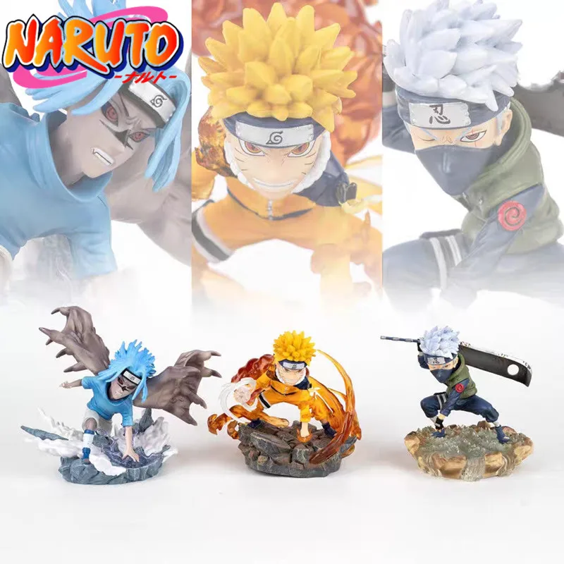 

10CM Uzumaki Naruto Anime Figure Toys Doll Hatake Kakashi Action Curse Seal Sasuke PVC Figure GK Collection Model Doll Toys Gift