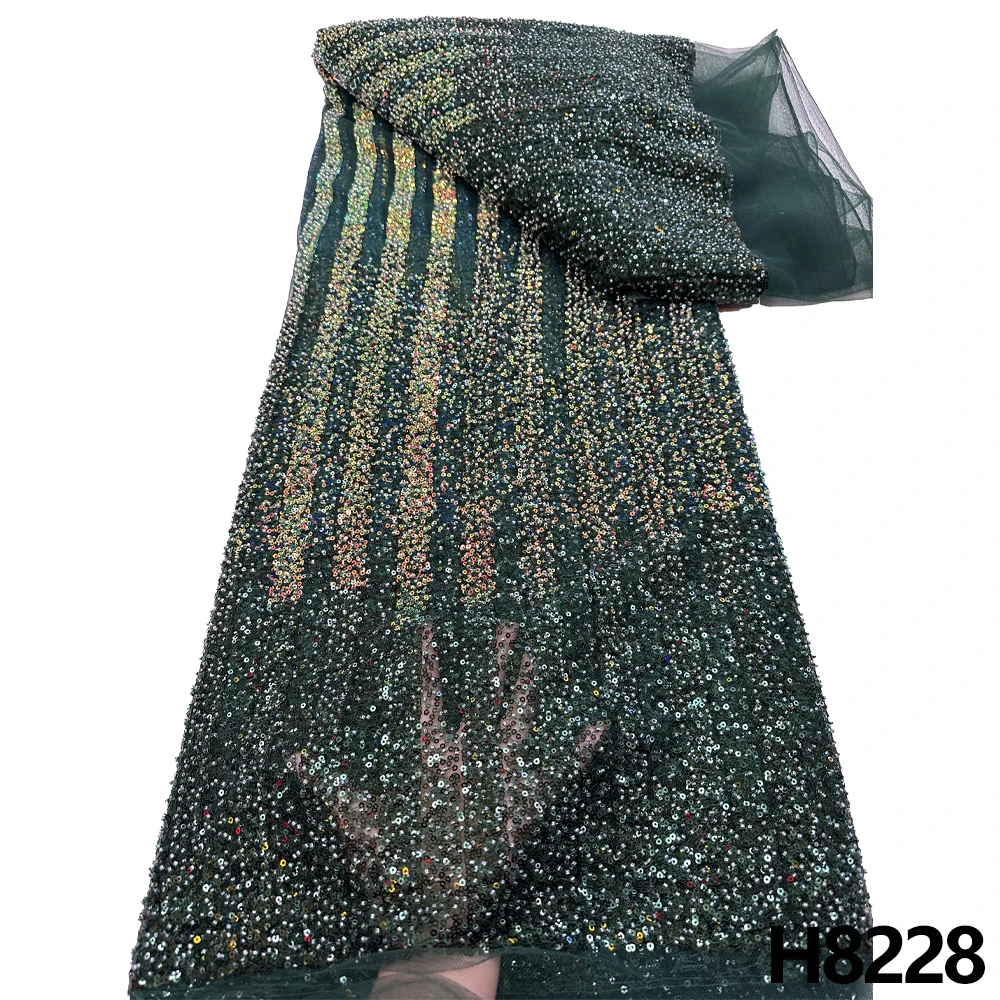 

Роскошная африканская кружевная ткань HFX с блестками для жениха, высокое качество 2023, тяжелая вышивка бисером, французское свадебное платье