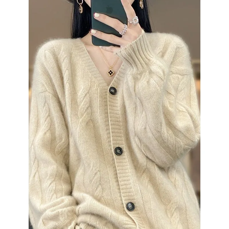 Fried Dough Twists sweater coat women's autumn and winter new design top lazy style knitting cardigan women
Fried Dough Twists sweater coat women's autumn and winter new design top lazy style knitting cardigan women