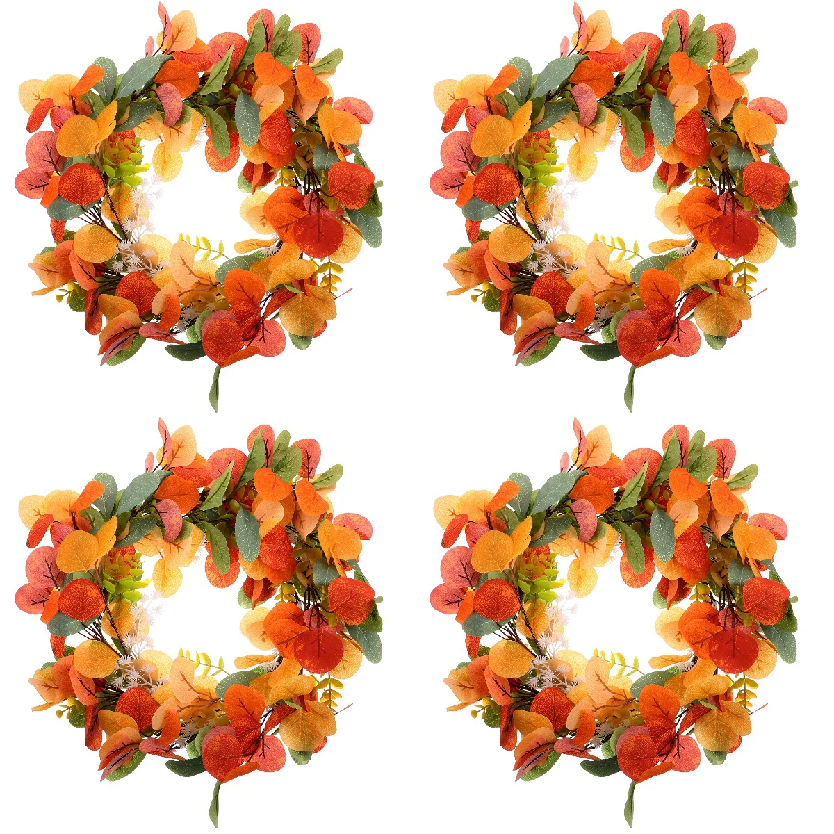 4pcs Artificial Eucalyptus Leaf Wreath Hanging Leaf Wreath for Front Door Fall Wreath Decor
4pcs Artificial Eucalyptus Leaf Wreath Hanging Leaf Wreath for Front Door Fall Wreath Decor