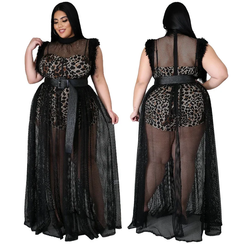 Plus Size Black Dress Summer 2021 Wholesale Dropshipping Leopard Print Inside and Sexy Mesh Full Length Party Dresses for Women
Plus Size Black Dress Summer 2021 Wholesale Dropshipping Leopard Print Inside and Sexy Mesh Full Length Party Dresses for Women