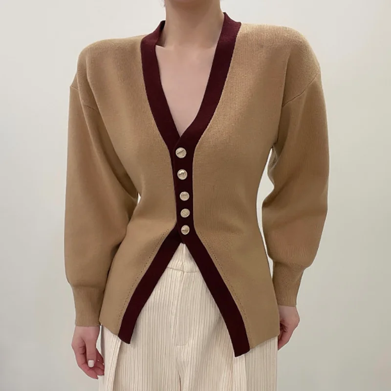 Korean Style Knitted Cardigan Women Autumn Winter V-Neck Color Matching Single-Breasted Slim Waist Long Sleeve Woman Sweaters
Korean Style Knitted Cardigan Women Autumn Winter V-Neck Color Matching Single-Breasted Slim Waist Long Sleeve Woman Sweaters