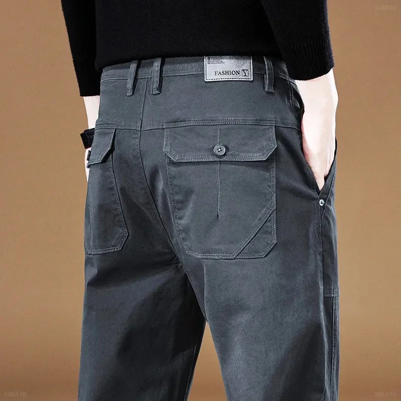 

Брюки-карго мужские из чистого хлопка, уличная одежда в стиле пэчворк, свободные повседневные Модные Эластичные зауженные штаны для бега, брендовые