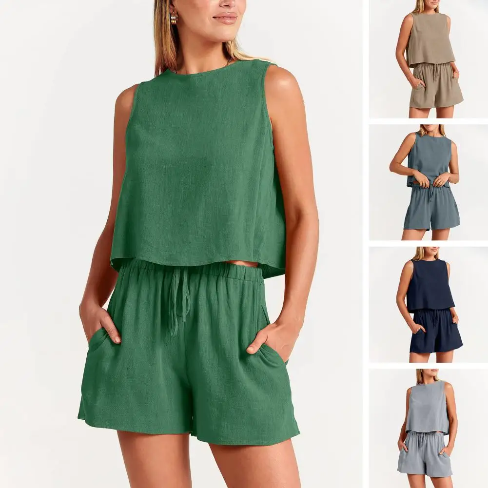 Женский летний комплект из двух предметов, повседневный комплект из двух предметов: Топ без рукавов и шорты
Женский летний комплект из двух предметов, повседневный комплект из двух предметов: Топ без рукавов и шорты