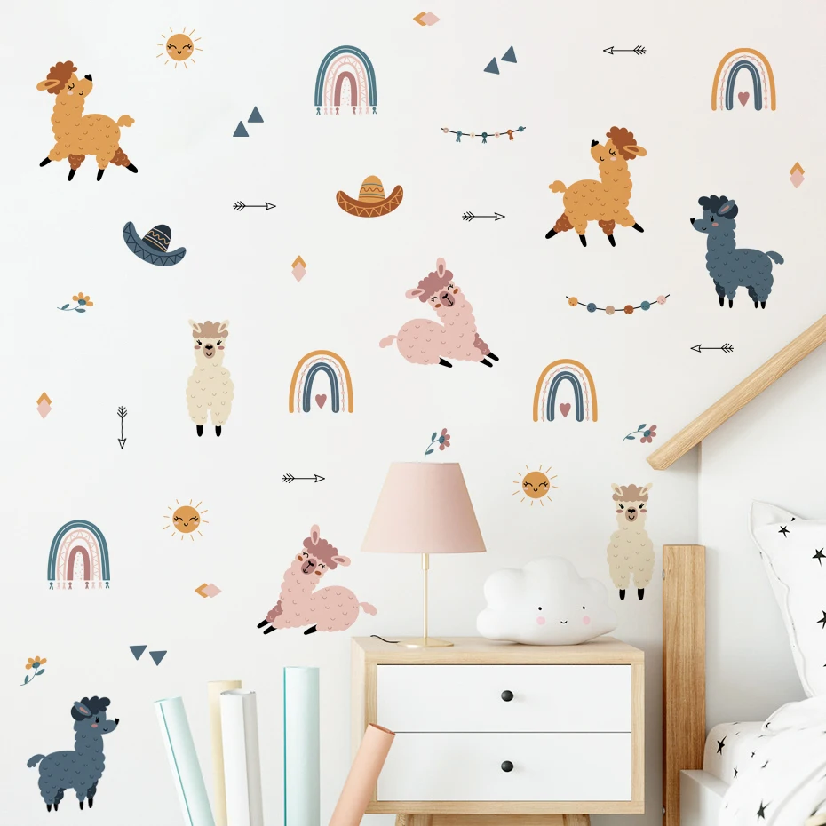Boho Cartoon Cute Rainbows llamas Clouds Wall Decals Watercolor Nursery Vinyl Art Stickers Children Kids Girls Room Home Decor
Boho Cartoon Cute Rainbows llamas Clouds Wall Decals Watercolor Nursery Vinyl Art Stickers Children Kids Girls Room Home Decor
