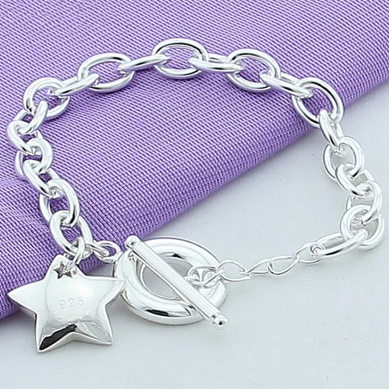 AGTEFFER 925 Sterling Silver Star TO buckle Charm Bracelets Chain For Women Fashion Wedding engagement Fine Jewelry
AGTEFFER 925 Sterling Silver Star TO buckle Charm Bracelets Chain For Women Fashion Wedding engagement Fine Jewelry