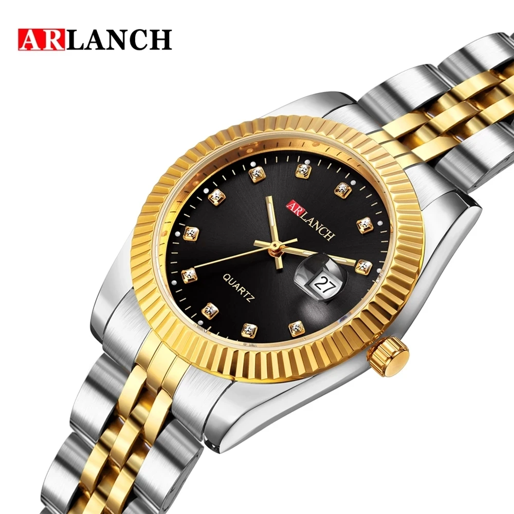

ARLANCH Brand Top Luxury Ladies Gold Watch Women Golden Clock Female Women Dress Rhinestone Quartz Waterproof Watches Feminine