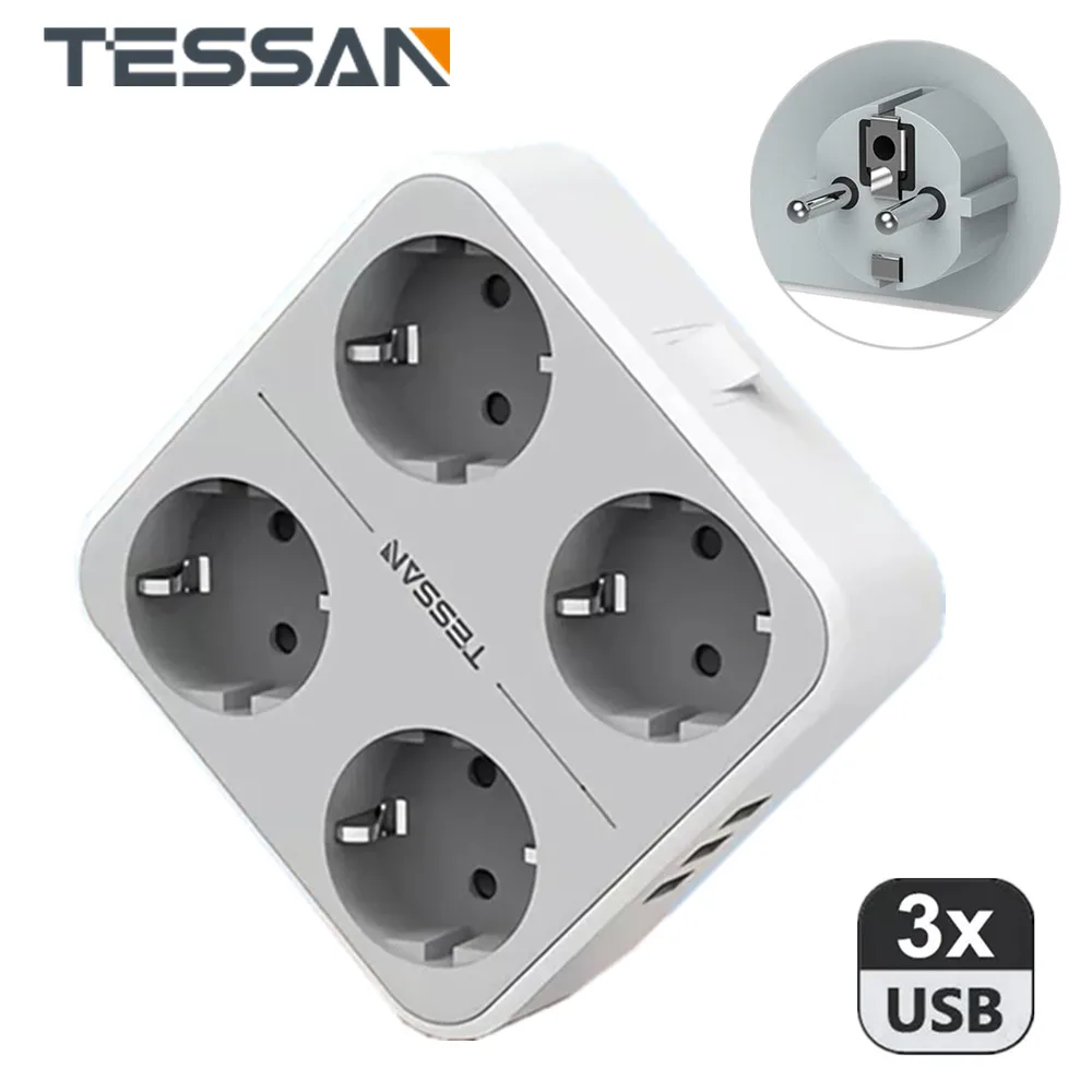Сетевой фильтр TESSAN с 4 розетками и 3 USB-портами (5 В/А) 
Сетевой фильтр TESSAN с 4 розетками и 3 USB-портами (5 В/А)
