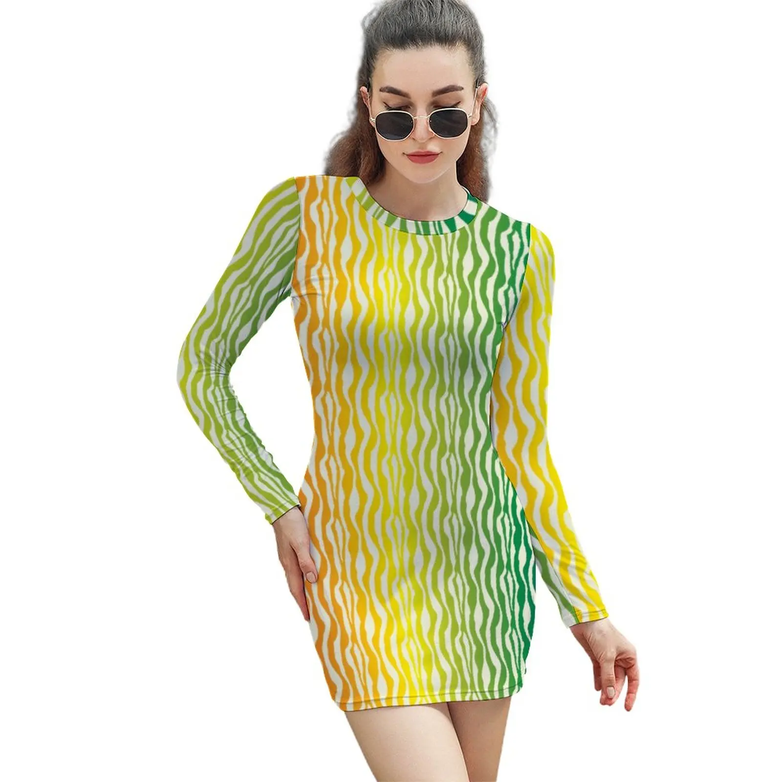 Colorful Zebra Dress Long Sleeve Rainbow Stripes Retro Dresses Autumn Female Street Wear Custom Bodycon Dress Big Size 2XL
Colorful Zebra Dress Long Sleeve Rainbow Stripes Retro Dresses Autumn Female Street Wear Custom Bodycon Dress Big Size 2XL