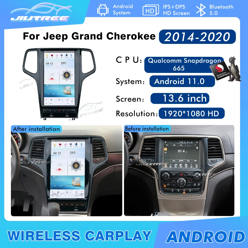 Автомобильная стереосистема для Jeep Grand Cherokee 2014-2020, автомобильное радио, аудио, 13,6 дюймов, Android 11, GPS-навигация, головное устройство, мультимедийный DVD-плеер
Автомобильная стереосистема для Jeep Grand Cherokee 2014-2020, автомобильное радио, аудио, 13,6 дюймов, Android 11, GPS-навигация, головное устройство, мультимедийный DVD-плеер