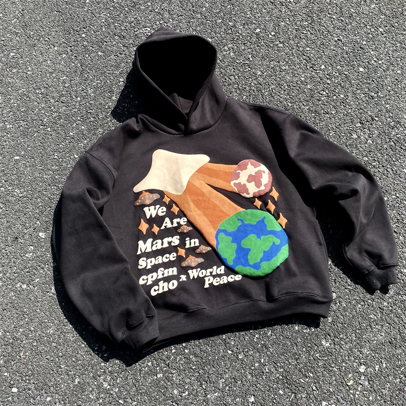 Mars and Earth CPFM. XYZ Foam men's and women's hoodies High quality CPFM XYZ oversized heavy fabric neutral hooded pullover
Mars and Earth CPFM. XYZ Foam men's and women's hoodies High quality CPFM XYZ oversized heavy fabric neutral hooded pullover