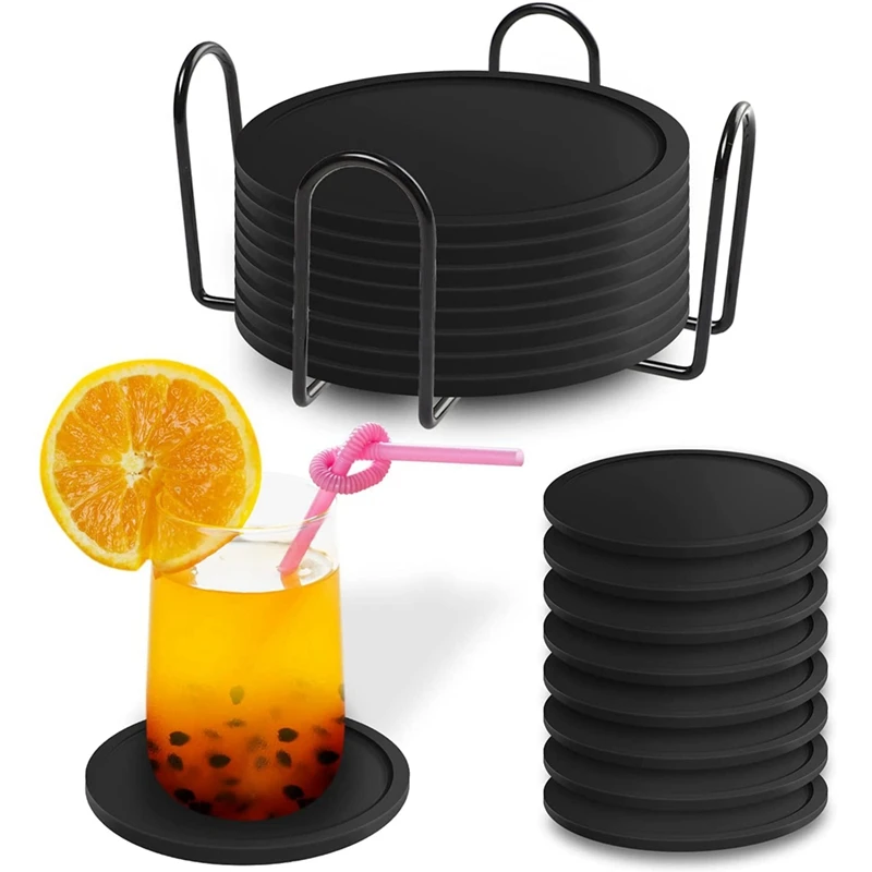 Coasters Glasses Set Of 8 Silicone Coasters Round Design Glass Coasters In Black For Drinks, Bar, Cups, Glass - Table
Coasters Glasses Set Of 8 Silicone Coasters Round Design Glass Coasters In Black For Drinks, Bar, Cups, Glass - Table