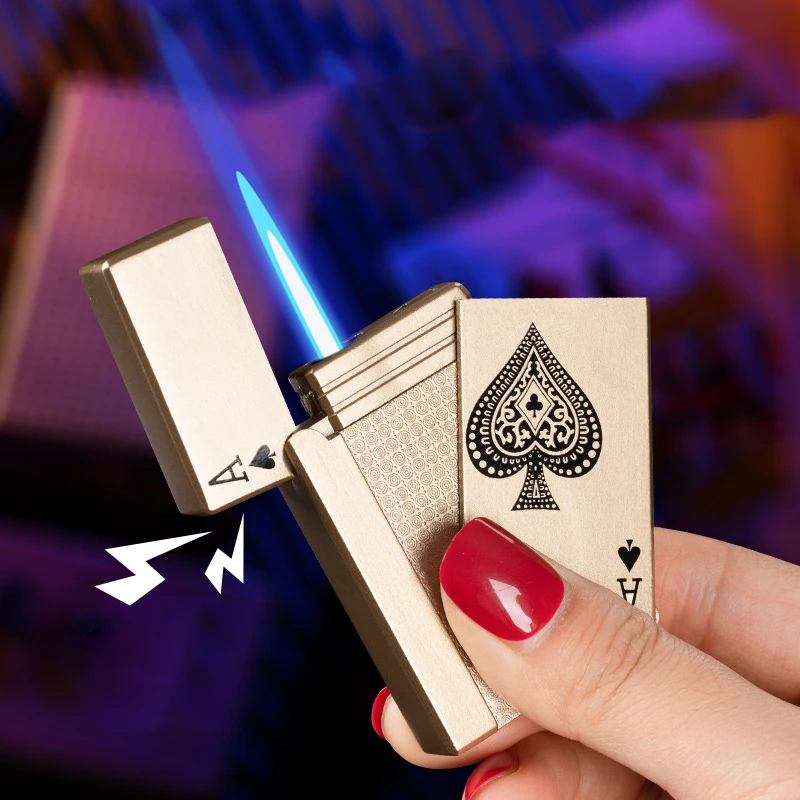 Creative Poker Gas Blue Flame Straight Into The Lighter Personality Metal Windproof Outdoor Inflatable Lighters Unusual Igniter
Creative Poker Gas Blue Flame Straight Into The Lighter Personality Metal Windproof Outdoor Inflatable Lighters Unusual Igniter