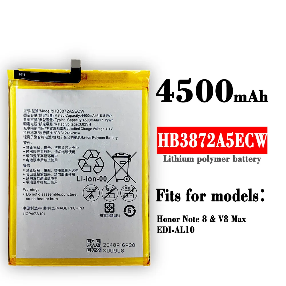 Аккумуляторная батарея 100% Oginal HB3872A5ECW 4500 мАч для HUAWEI Honor Note 8 Note8
Аккумуляторная батарея 100% Oginal HB3872A5ECW 4500 мАч для HUAWEI Honor Note 8 Note8