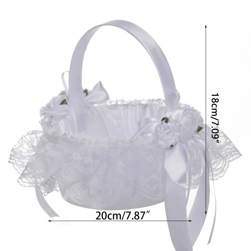 Flower Basket Suitable for Wedding Ceremony Small White Satin Flower Girl Baskets with Handle Lace & Artificial Flowers
Flower Basket Suitable for Wedding Ceremony Small White Satin Flower Girl Baskets with Handle Lace & Artificial Flowers