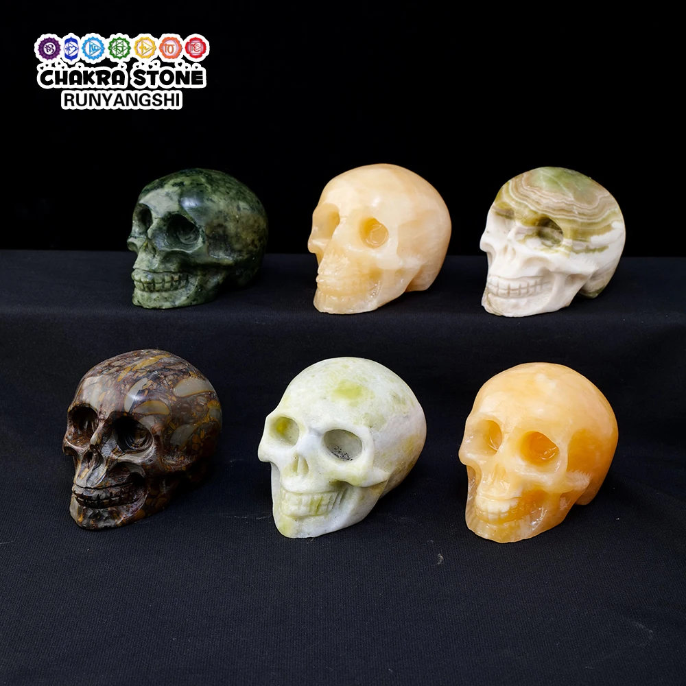 3" Skull Statue Natural Polished Yellow Calcite Ghost Head Carving Reiki Healing Crystal Figurine Mineral Crafts Halloween Decor
3" Skull Statue Natural Polished Yellow Calcite Ghost Head Carving Reiki Healing Crystal Figurine Mineral Crafts Halloween Decor