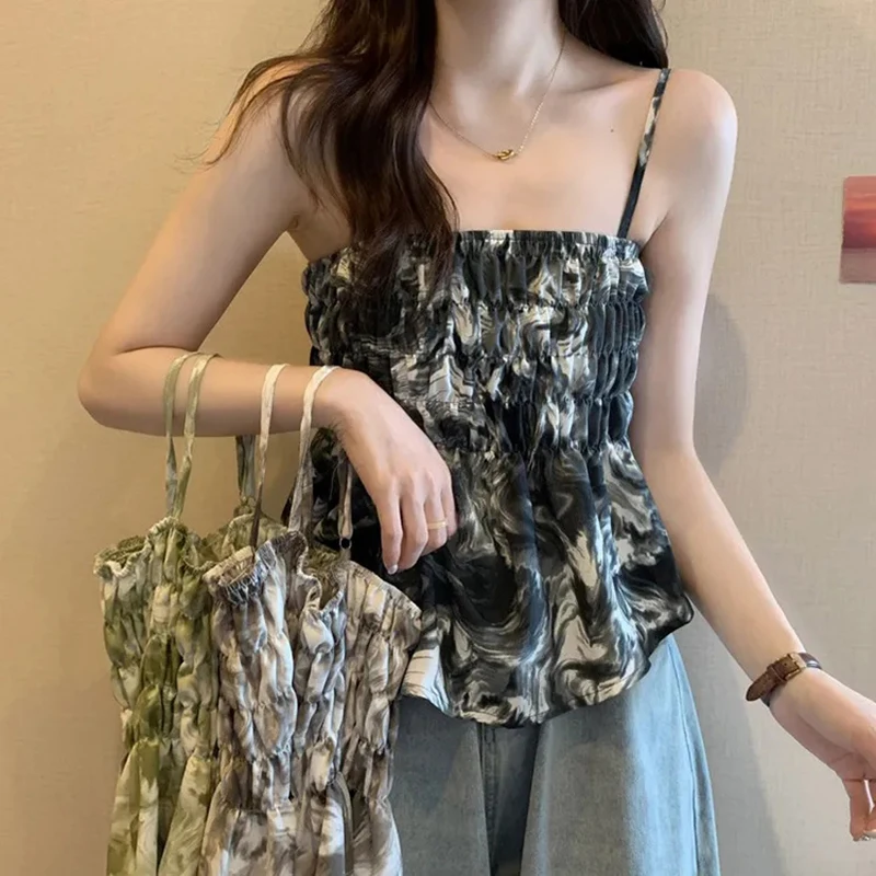 Gidyq Korean Fashion Women Camis Summer Casual Tie Dye Folds Female All Match Tanks Y2K Sexy Off Shoulder Tops New
Gidyq Korean Fashion Women Camis Summer Casual Tie Dye Folds Female All Match Tanks Y2K Sexy Off Shoulder Tops New