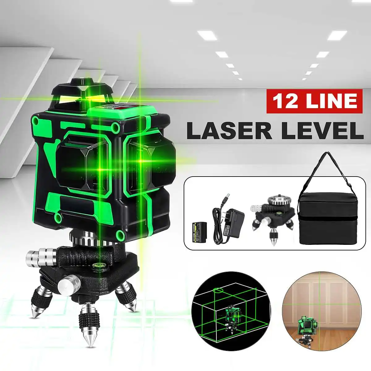 FASget 12 Lines 3D Green Laser Level Self-Leveling 360 Horizontal And Vertical Cross Lines Super Powerful Laser Level EU Plug
FASget 12 Lines 3D Green Laser Level Self-Leveling 360 Horizontal And Vertical Cross Lines Super Powerful Laser Level EU Plug