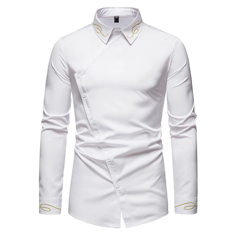 2023 Spring and Autumn New Men's European Fashion Asymmetric Long Sleeve Thin Shirt Solid Polo Collar Western Casual Shirt Top
2023 Spring and Autumn New Men's European Fashion Asymmetric Long Sleeve Thin Shirt Solid Polo Collar Western Casual Shirt Top
