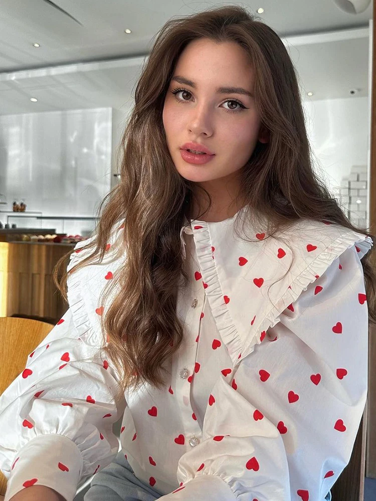 CamKemsey Spring Leisure Office White Shirts Women Fashion Doll Collar Sweet Heart Printed Lantern Sleeve Casual Blouses
CamKemsey Spring Leisure Office White Shirts Women Fashion Doll Collar Sweet Heart Printed Lantern Sleeve Casual Blouses