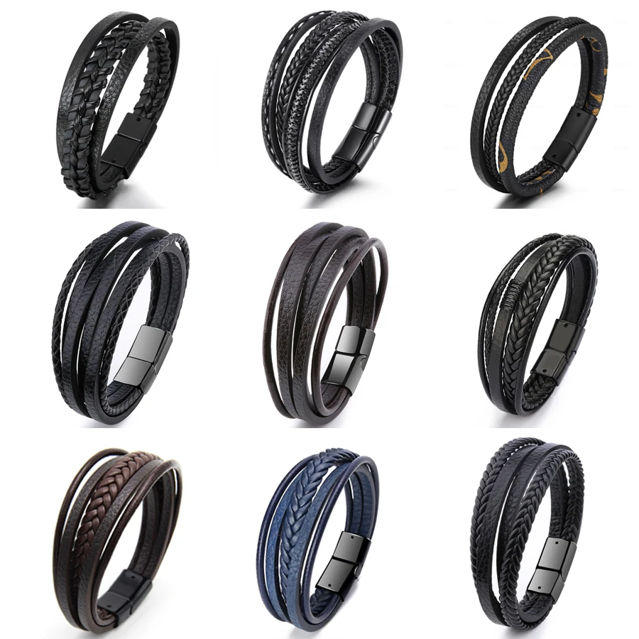 Trendy Men's Multilayer Braided Leather Cord Bracelet Charm Metal Magnetic Buckle Vintage Bracelet For Women Fashion Jewelry
Trendy Men's Multilayer Braided Leather Cord Bracelet Charm Metal Magnetic Buckle Vintage Bracelet For Women Fashion Jewelry