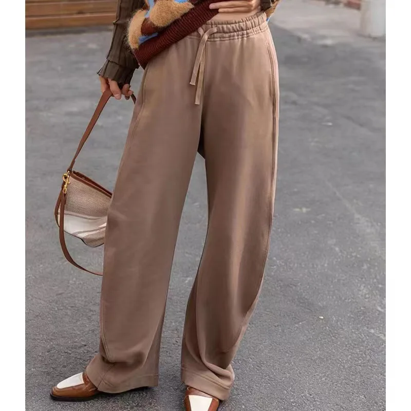 

2023 Spring New Products Fashionable Lazy Curved Wide Foot Pants Loose High Waist Mopping To Show Thin Banana Sweatpants Female