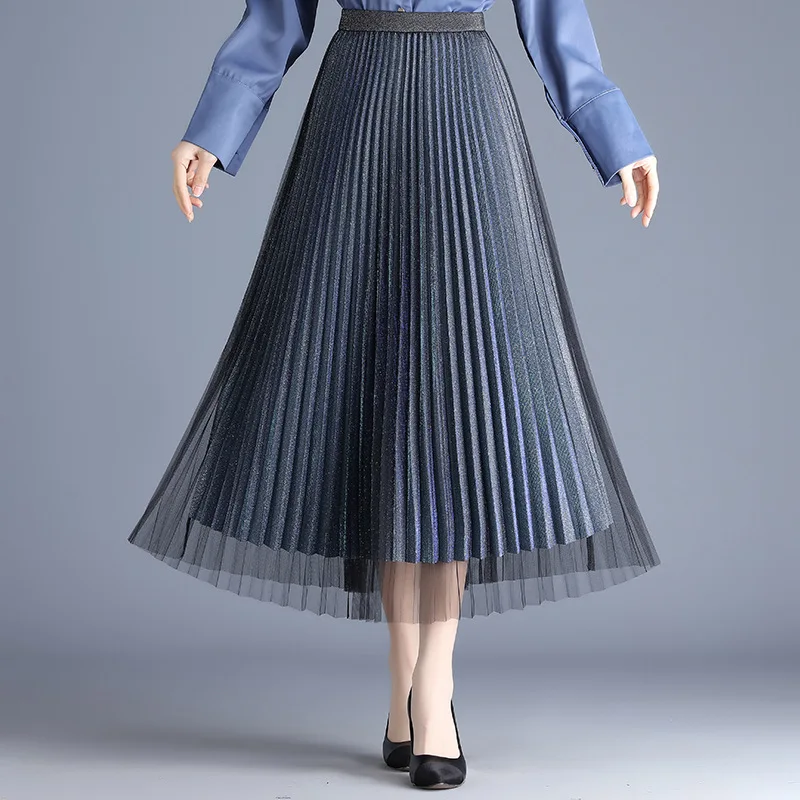 Shining Mesh Pleated Skirt for Women 2022 Spring New Elastic High Waist Casual Loose Female Korean Style Long Skirts 9810
Shining Mesh Pleated Skirt for Women 2022 Spring New Elastic High Waist Casual Loose Female Korean Style Long Skirts 9810