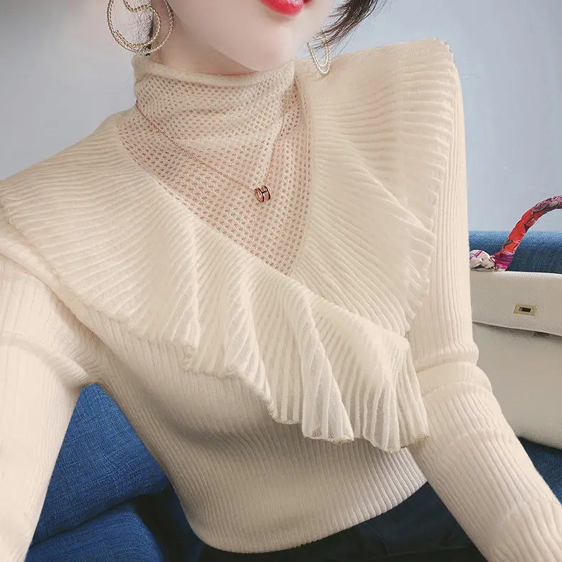 Mesh Hollow Lace Heaps Collar Sweater Autumn Winter Women's Inner Sweater Cashmere Sweater Women Autumn 2022 Elegant Lady OL
Mesh Hollow Lace Heaps Collar Sweater Autumn Winter Women's Inner Sweater Cashmere Sweater Women Autumn 2022 Elegant Lady OL