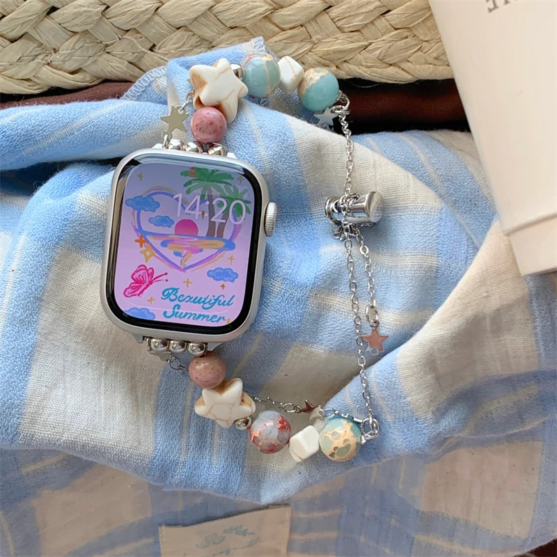 Cute Star Beads Bracelet For Apple Watch Band 45mm 44mm 38 40 42 41 49mm Double Chain Metal Strap For iwatch 7 8 6 5 4 SE Girls
Cute Star Beads Bracelet For Apple Watch Band 45mm 44mm 38 40 42 41 49mm Double Chain Metal Strap For iwatch 7 8 6 5 4 SE Girls