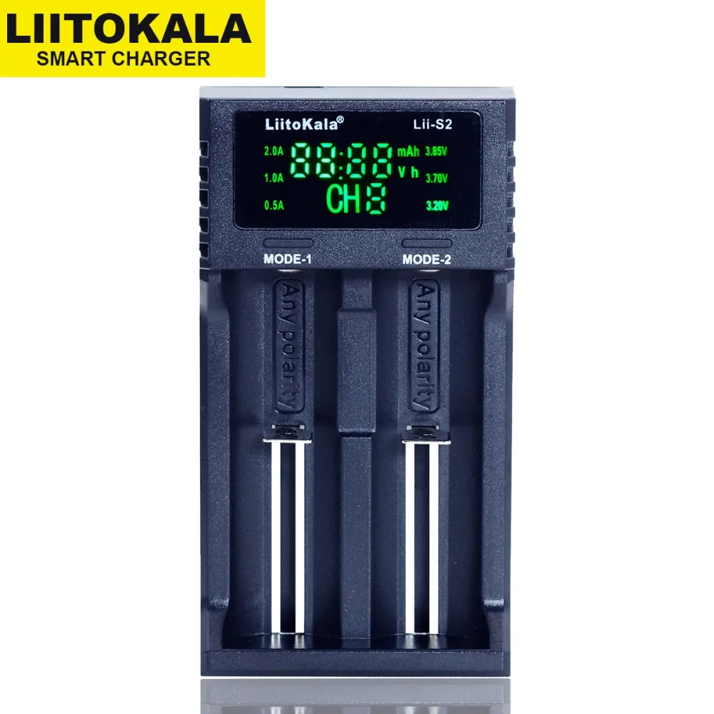 

Liitokala 20700B Lii-S2 LCD 3.7V 18650 18350 18500 16340 21700 20700 14500 26650 1.2V De Lítio-Carregador de Bateria AA AAA NiMH