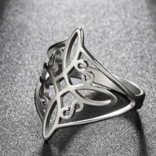 Witch Knot Stainless Steel Ring Wiccan Cross Celtics Knot Women Men Rings Witchcraft Good Luck Protection Amulet New Year Gifts