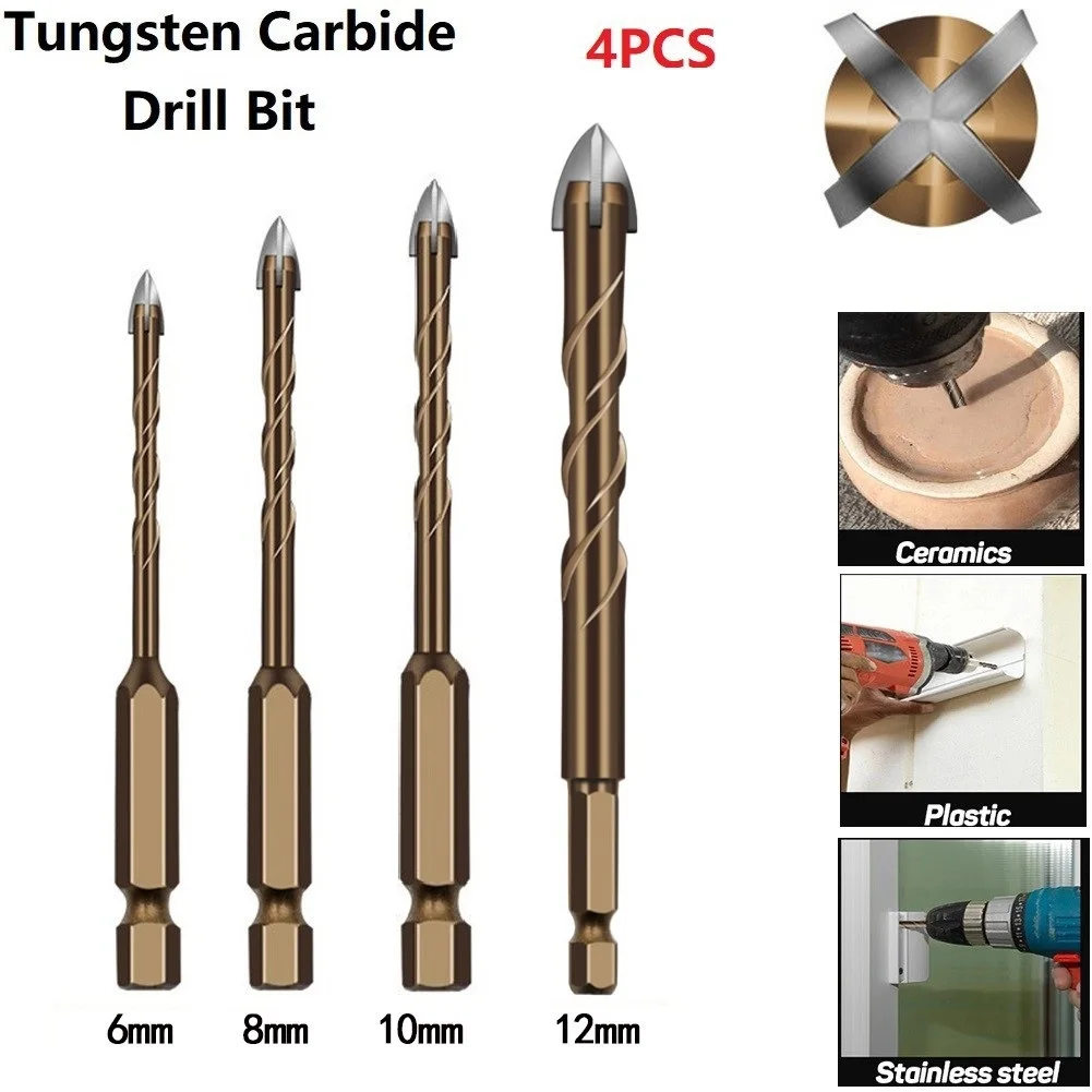 4PCS Alloy Triangle Cross Hex Tile Drill Bit Set 6/8/10/12MM Glass Ceramic Hole Opener 3mm /4mm /5mm / 6mm Diameter Power Tools
4PCS Alloy Triangle Cross Hex Tile Drill Bit Set 6/8/10/12MM Glass Ceramic Hole Opener 3mm /4mm /5mm / 6mm Diameter Power Tools