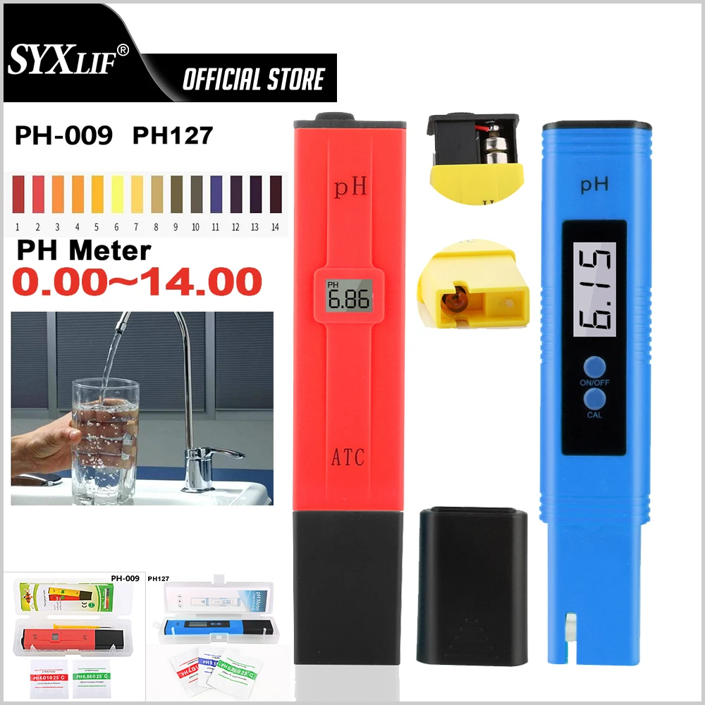 SYXLIF Portable PH Meter Digital Water Tester Digital 0~14 PH Meter Tester Water Purity Aquarium Filter Portable ph water
SYXLIF Portable PH Meter Digital Water Tester Digital 0~14 PH Meter Tester Water Purity Aquarium Filter Portable ph water