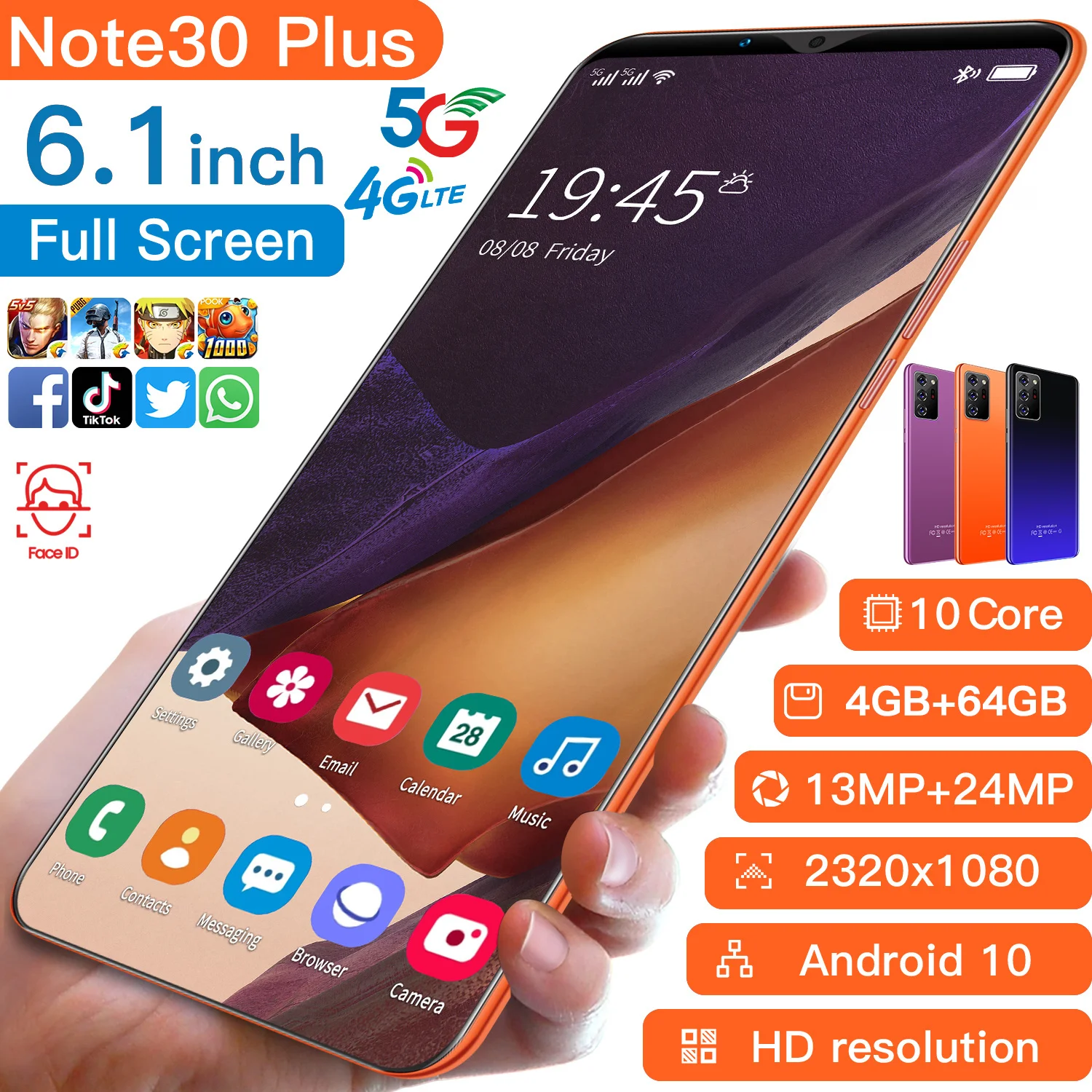 Original New Note30 Plus Global Version Smartphone Android 10.0 Phone 4GB+64GB Phone 6.1 Inch 4G 5G Dual SIM Phone Smartphone
Original New Note30 Plus Global Version Smartphone Android 10.0 Phone 4GB+64GB Phone 6.1 Inch 4G 5G Dual SIM Phone Smartphone