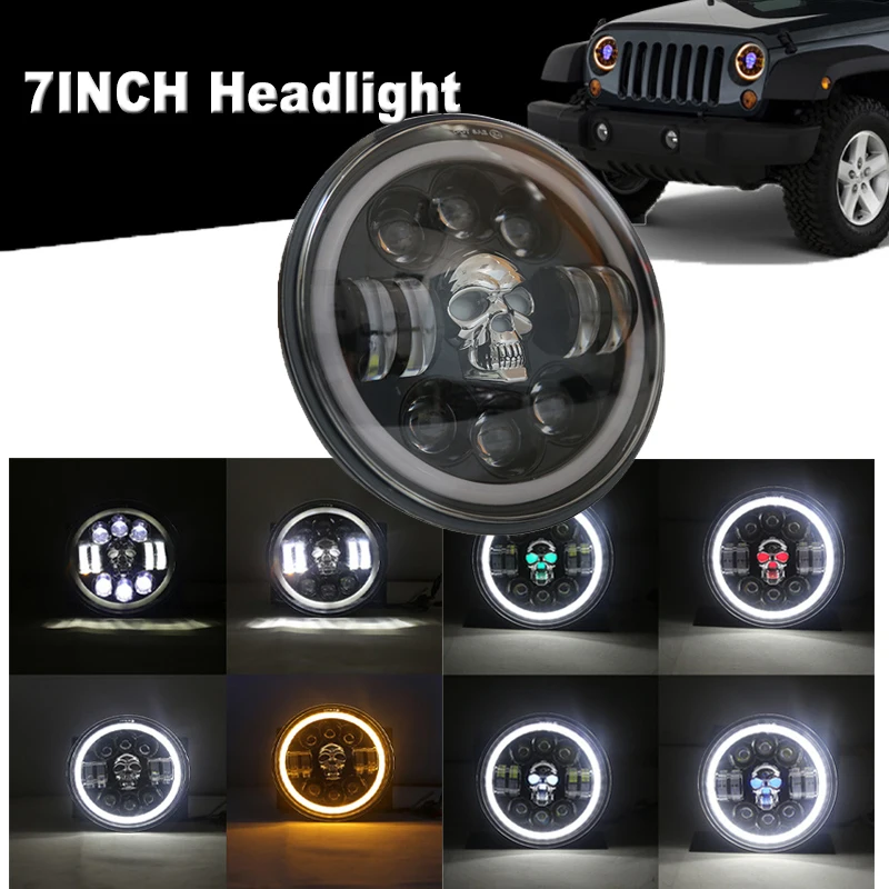 7 Inch Led Car Motorcycle Headlight Skull 180W 12V 24V Halo Angle Eyes Led DRL H4 Hi/Lo Beam For Jeep Wrangler Off Road Headlamp 
7 Inch Led Car Motorcycle Headlight Skull 180W 12V 24V Halo Angle Eyes Led DRL H4 Hi/Lo Beam For Jeep Wrangler Off Road Headlamp
