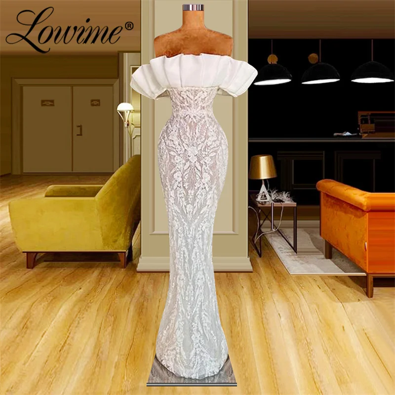 Lowime Cheap Party Dresses Off The Shoulder Lace Evening Gowns Robes Ivory White Formal Women Mermaid Arabic Dubai Prom Dresses
Lowime Cheap Party Dresses Off The Shoulder Lace Evening Gowns Robes Ivory White Formal Women Mermaid Arabic Dubai Prom Dresses
