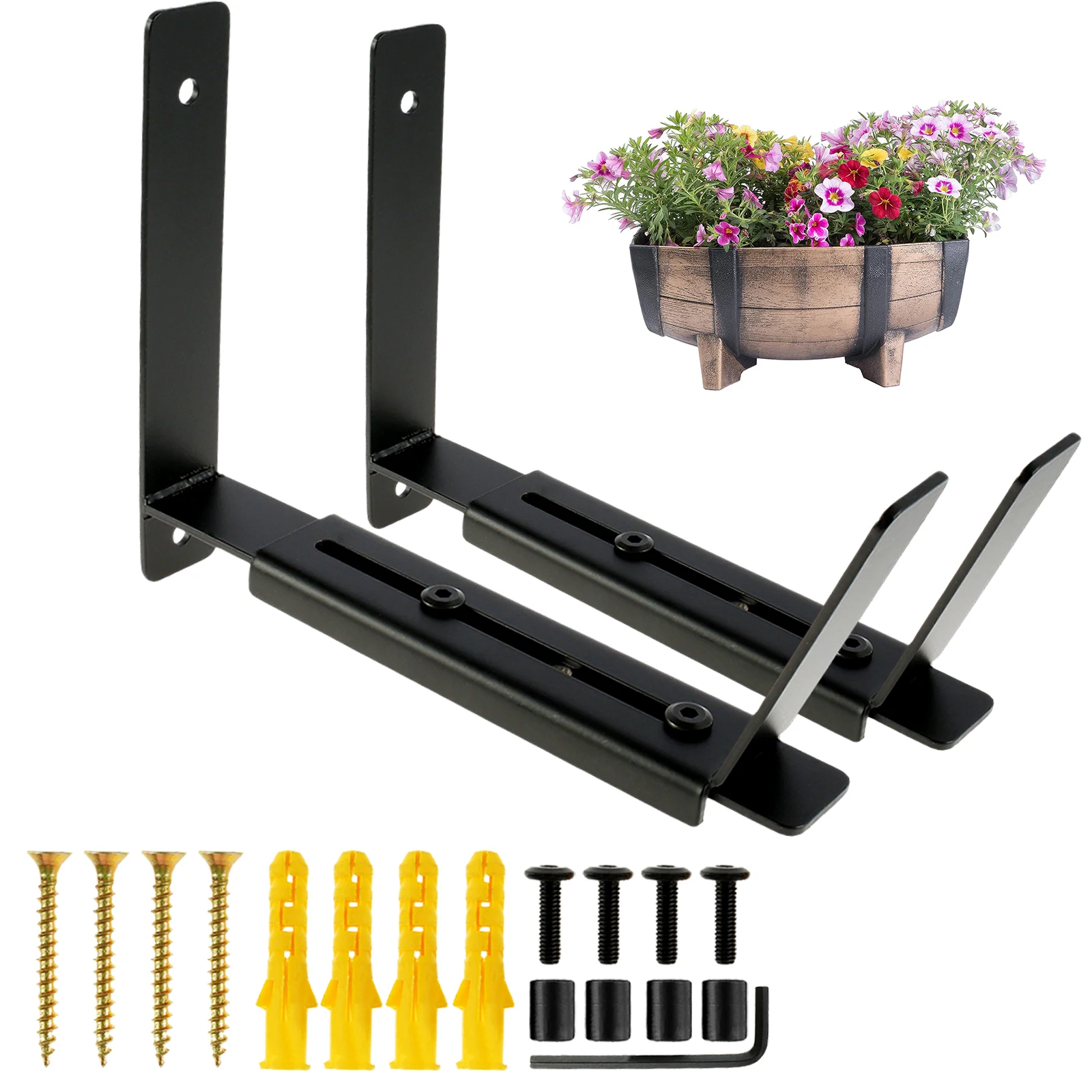 2Pcs Planter Box Bracket Adjustable Flower Box Holder Carbon Steel Window Planters Boxes Shelf Heavy Duty Planter Box Holder
2Pcs Planter Box Bracket Adjustable Flower Box Holder Carbon Steel Window Planters Boxes Shelf Heavy Duty Planter Box Holder