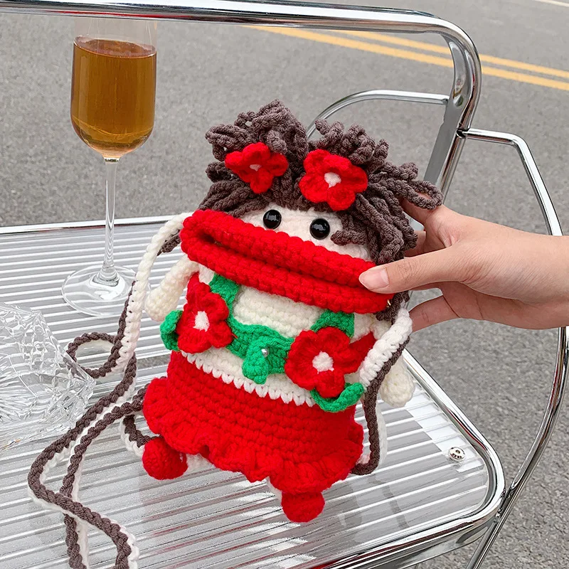 FIRMRANCH Handmade Knitted Yarn Cute Tassel Cartoon Ugly Funny Sausage Mouth Frog Girl Net Shoulder Crossbody Mobile Phone Bag C
FIRMRANCH Handmade Knitted Yarn Cute Tassel Cartoon Ugly Funny Sausage Mouth Frog Girl Net Shoulder Crossbody Mobile Phone Bag C