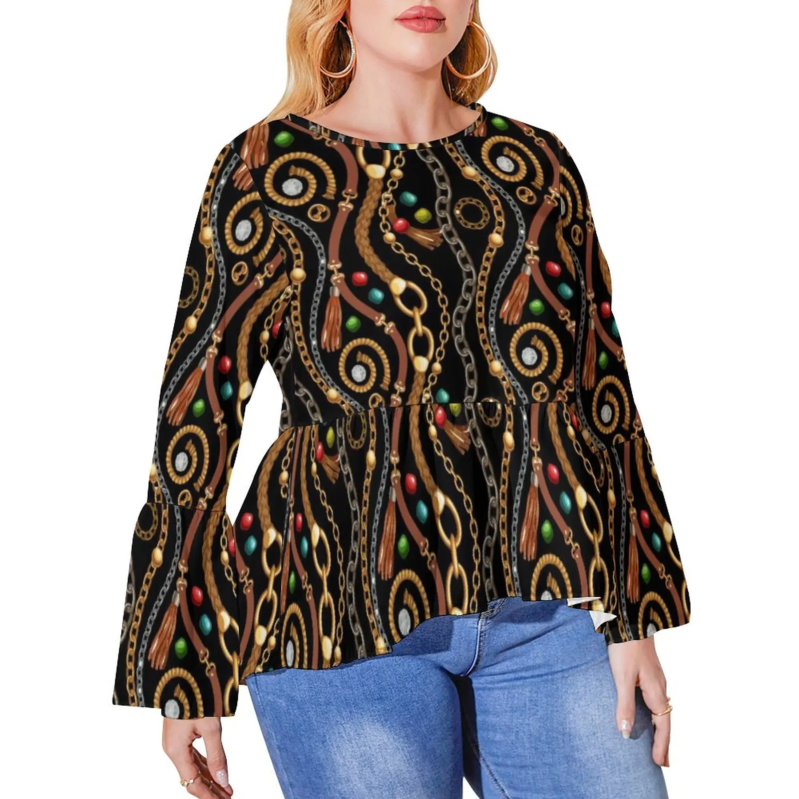 Chains T-Shirt Leather Belt And Bead Print Korean Fashion Long Sleeve T Shirts Kawaii Tshirt Lady Summer Tees Plus Size 4XL 5XL
Chains T-Shirt Leather Belt And Bead Print Korean Fashion Long Sleeve T Shirts Kawaii Tshirt Lady Summer Tees Plus Size 4XL 5XL